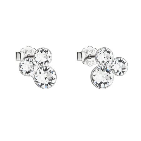 Strieborné náušnice pecka s kryštálmi Swarovski biele okrúhle 31272.1 Krystal