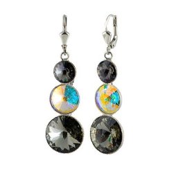 Náušnice Rivoli so Swarovski Elements s tromi kameňmi Antracit