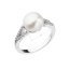 Stříbrný prsten s bílou říční perlou 25003.1 Bílá