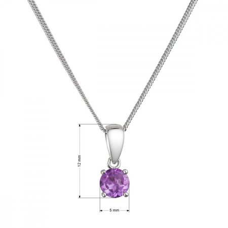 Strieborný náhrdelník s pravým minerálnym kameňom fialový 12078.3 ametyst