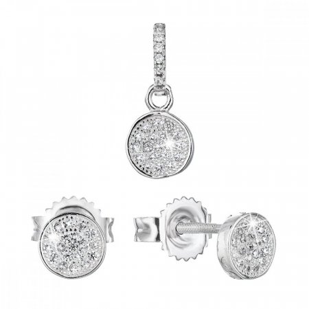 Sada šperkov so zirkónom náušnice a prívesok bielej okrúhle 19028.1