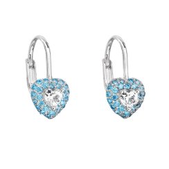 Strieborné náušnice visiace so zirkónom modré srdce 11216.3 Light Blue