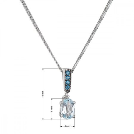 Stříbrný náhrdelník luxusní s pravými minerálními kameny modrý 12082.3 london nano, sky topaz