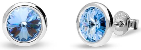 Náušnice modré sa Swarovski Elements Tiny Bonbon Studs KR1122SS29LS Light Sapphire 6 mm