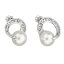 Stříbrné náušnice pecka s perlou Swarovski bílé kulaté 31239.1 Bílá