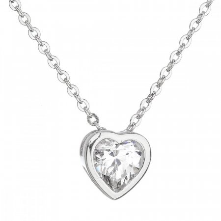 Stříbrný náhrdelník se zirkonem bílé srdce 12020.1