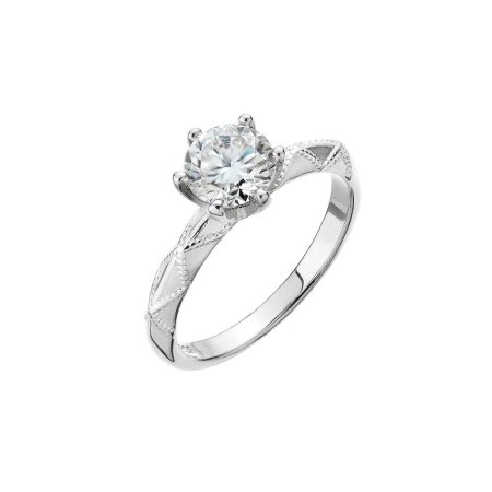 Strieborný prsteň MIA s ornamentom 15M00005 moissanite
