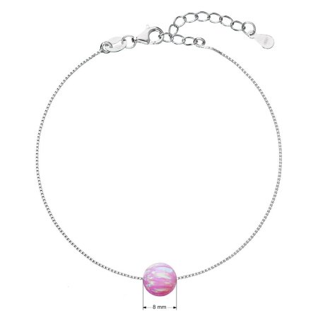 Strieborný náramok so syntetickým opál ružový guľatý 13019.3 Pink s. Opal