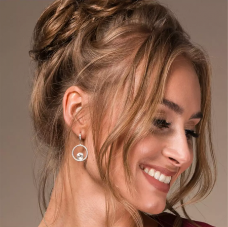 Strieborné náušnice číre so Swarovski Element Orbita KWCD1122SS39C Krystal