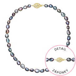 Perlový náhrdelník z riečnych perál so zapínaním zo 14 karátového zlata 922027.3/9265A peacock
