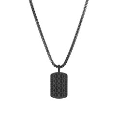 Náhrdelník pánský z černé oceli s plackou 42009.3 černý