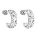 Stříbrné náušnice kruhy s krystaly Swarovski bílé půlkruh 31118.1 Krystal