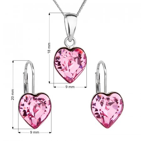 Sada šperkov s kryštálmi Swarovski náušnice, retiazka a prívesok ružové srdce 39141.3 Rose