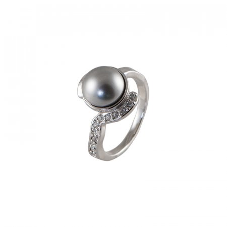 Prsten se Swarovski Elements perla Grey