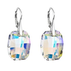 Stříbrné náušnice visací s krystaly Swarovski ab efekt obdélník 31297.2 AB