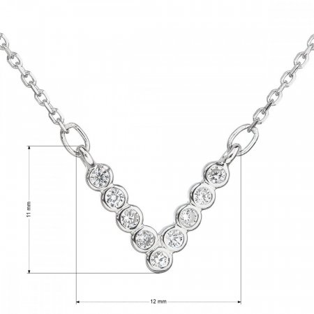 Strieborný náhrdelník so zirkónom v bielej farbe 12025.1