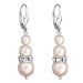Strieborné náušnice visiace s kryštálmi Swarovski ružovej okrúhle 31150.3 Rosaline