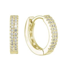 Pozlátené strieborné náušnice kruhy so zirkónmi v bielej farbe 11238.1 Au plating