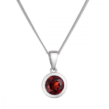 Strieborný náhrdelník s pravým minerálnym kameňom červený 12081.3 garnet