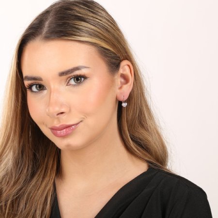 Strieborné náušnice visiace s kryštálmi Swarovski fialové srdce 31125.9 Violet Opal