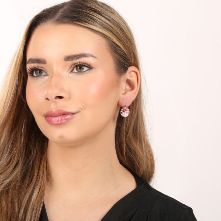 Stříbrné náušnice visací s krystaly Swarovski mix barev oranžová kulaté 31176.3 sanset