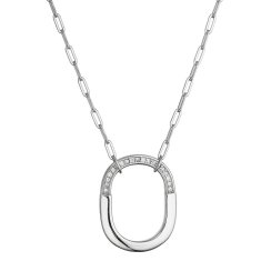 Stříbrný náhrdelník ovál se zirkony 12128.1 crystal