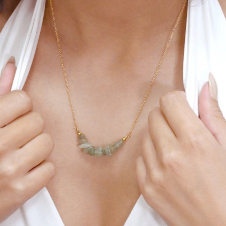 Náhrdelník s kamenem zelený avanturín 42037.3 ocel