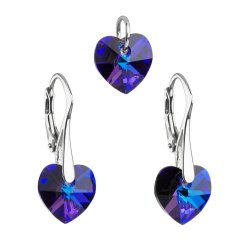 Sada šperkov s kryštálmi Swarovski náušnice a prívesok modrá srdce 39003.5 Heliotrope