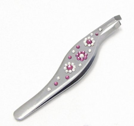 Pinzeta se Swarovski Elements kytka růžová