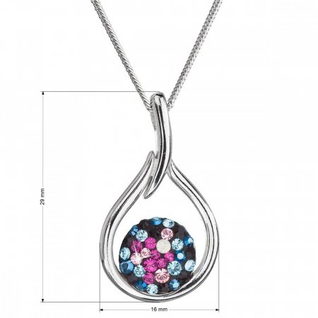 Stříbrný náhrdelník se Swarovski krystaly modrá a růžová kapka 32075.4 Galaxy