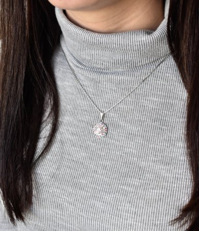 Stříbrný přívěsek s krystaly Swarovski mix barev kulatý 34225.3 Magic Rose