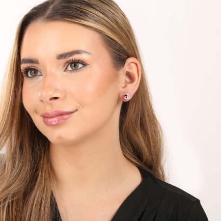 Stříbrné náušnice pecka s krystaly Swarovski mix barev kulaté 31336.3 Sweet Love