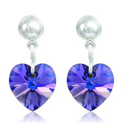 Náušnice so Swarovski Elements srdiečko Sapphire 10 mm