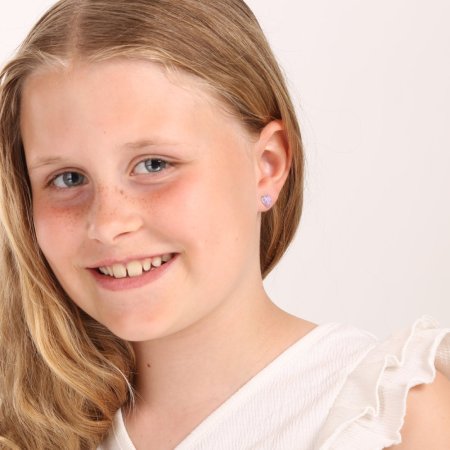 Stříbrné náušnice pecky se syntetickým opálem růžové srdce 11337.3 Pink s. Opal