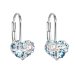 Stříbrné náušnice visací s krystaly Swarovski modré srdce 31125.9 Aqua Opal