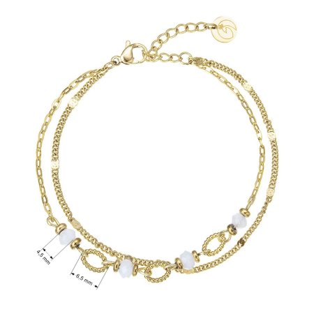 Náramek ocelový s bílým jadeitem 43064.1