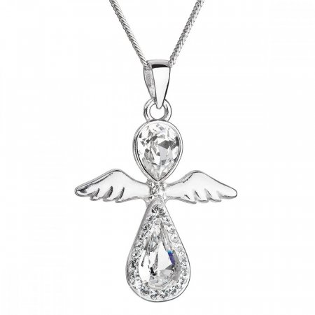 Stříbrný náhrdelník anděl se Swarovski krystaly bílý 32072.1 Krystal