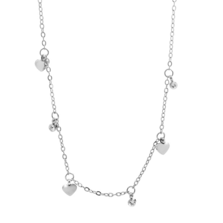 Oceľový náhrdelník s ovesmi sŕdc a kryštálov Swarovski Elements