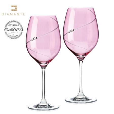Sklenice na červené víno růžové se Swarovski Elements Silhouette 470 ml Pink