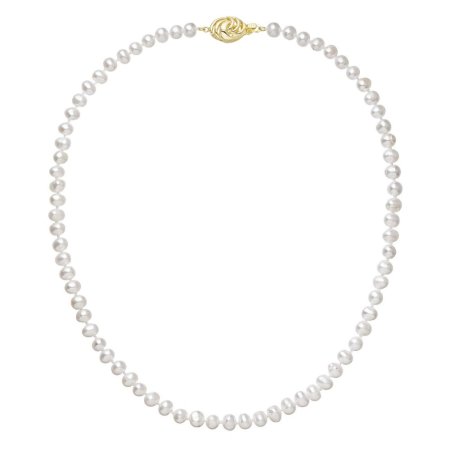 Perlový náhrdelník z riečnych perál so zapínaním zo 14 karátového zlata 922001.1/9265A biely