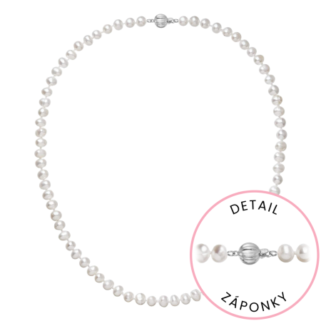 Perlový náhrdelník z riečnych perál so zapínaním z bieleho 14 karátového zlata 822001.1/9272B biely