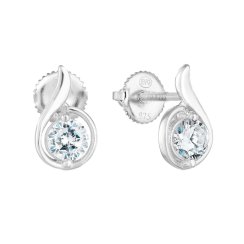 Stříbrné náušnice pecka se zirkonem v bílé barvě 11256.1