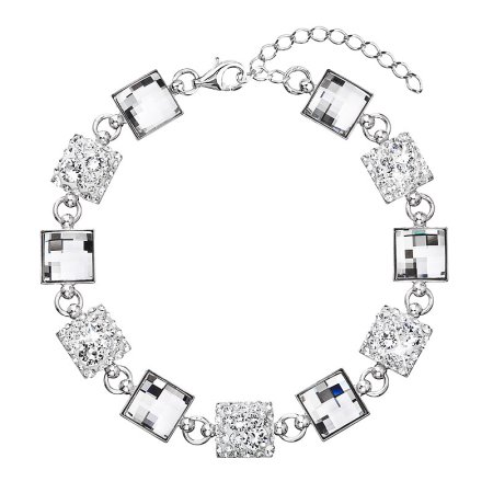 Strieborný náramok so Swarovski kryštálmi biely 33047.1 Krystal