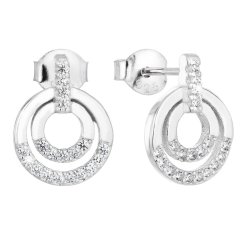 Strieborné náušnice pecka so zirkónom biele okrúhle 11096.1