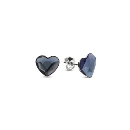 Náušnice modré se Swarovski Elements Heart K2808DB Denim Blue