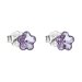 Stříbrné náušnice pecka s krystaly Swarovski fialová kytička 31080.3 Violet