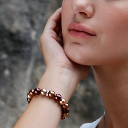 Náramok so Swarovski Elements hnedá perla 33061.3 Brown