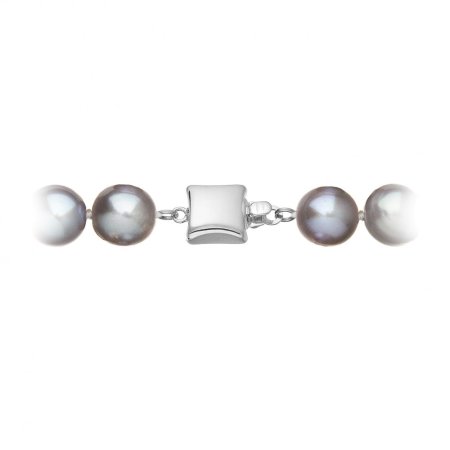 Perlový náhrdelník z říčních perel se zapínáním z bílého 14 karátového zlata 822028.3/9268B grey
