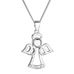 Stříbrný náhrdelník anděl se Swarovski krystaly bílý 32076.1 Krystal