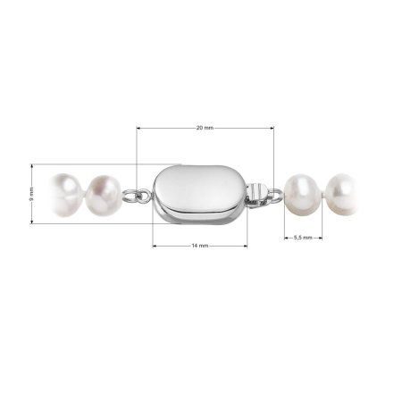 Perlový náhrdelník z riečnych perál so zapínaním z bieleho 14 karátového zlata 822001.1/9269B biely